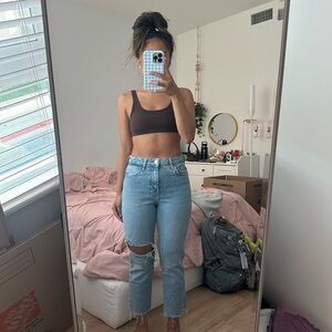 Topshop Blue Straight Leg Jeans